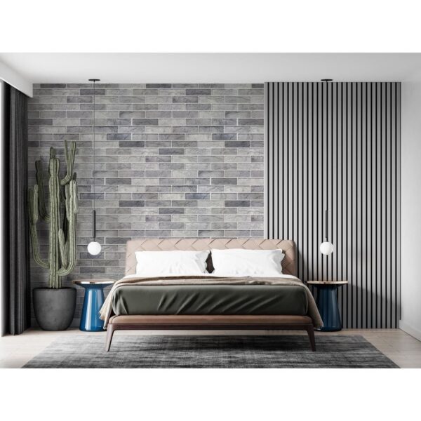 Panou decorativ, PVC, model caramida 3D, nuante gri deschis, 96x48.5cm - imagine 6