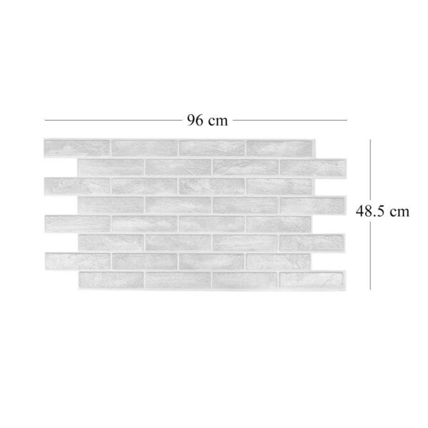 Panou decorativ, PVC, model caramida 3D, nuante gri deschis, 96x48.5cm - imagine 2