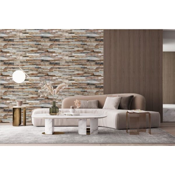 Panou decorativ, PVC, model piatra 3D, nuante maro si negru, 96x48.5cm - imagine 3