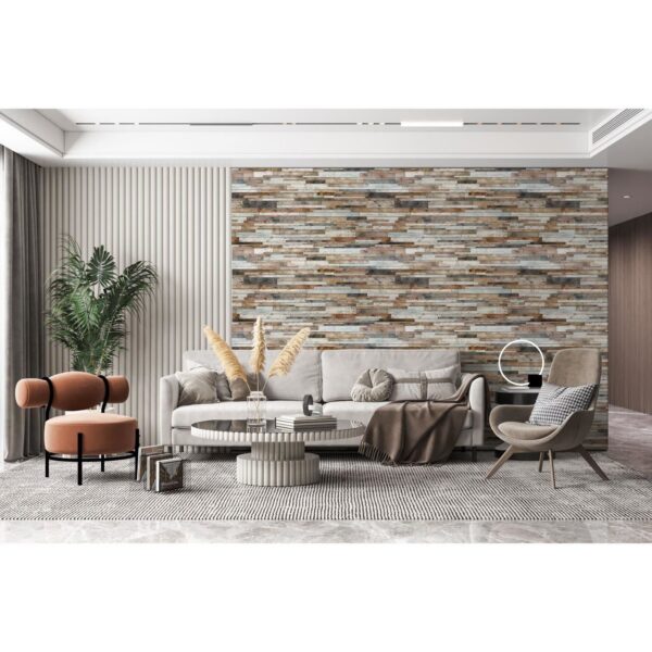 Panou decorativ, PVC, model piatra 3D, nuante maro si negru, 96x48.5cm - imagine 2