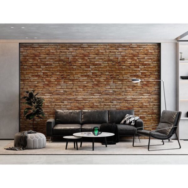 Panou decorativ, PVC, model piatra 3D, nuante maro, 96x48.5cm - imagine 2