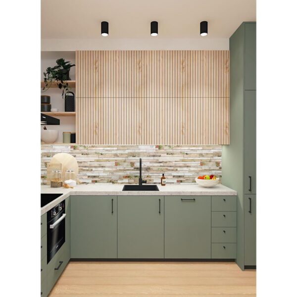 Panou decorativ, PVC, model piatra 3D, flori roz, 96x48.5cm - imagine 2