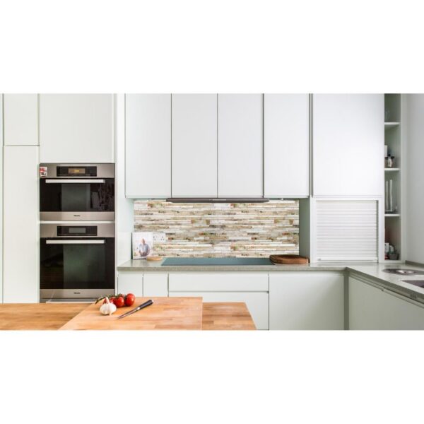 Panou decorativ, PVC, model piatra 3D, flori roz, 96x48.5cm - imagine 3
