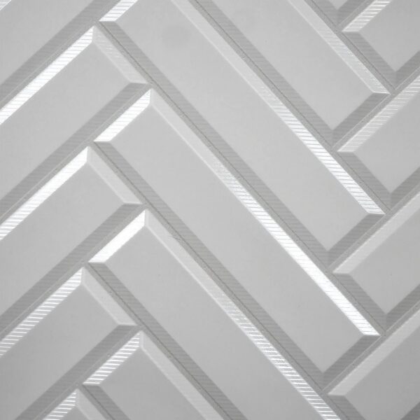 Panou decorativ, PVC, model zig-zag 3D, alb, 96x48.5cm - imagine 5