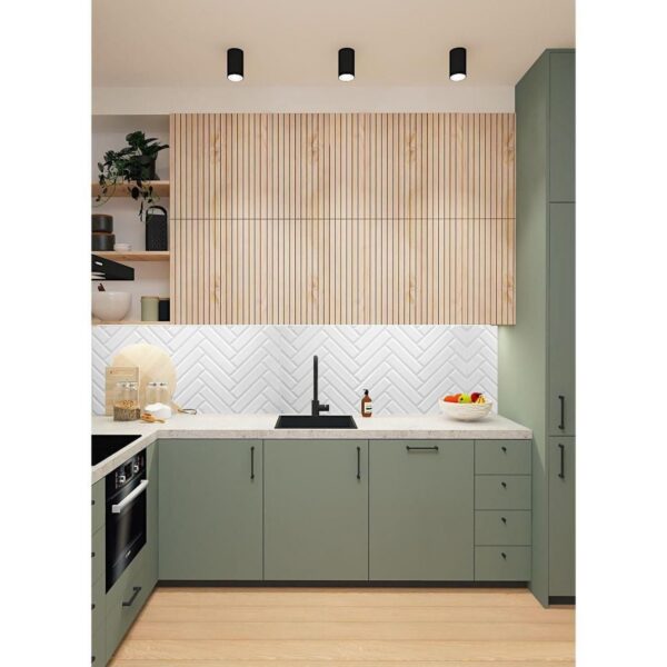 Panou decorativ, PVC, model zig-zag 3D, alb, 96x48.5cm - imagine 2