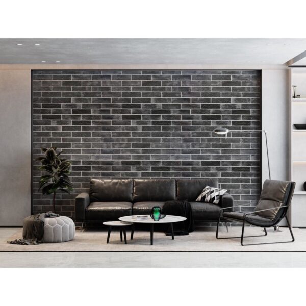 Panou decorativ, PVC, model caramida 3D, negru, 96x48.5cm - imagine 2