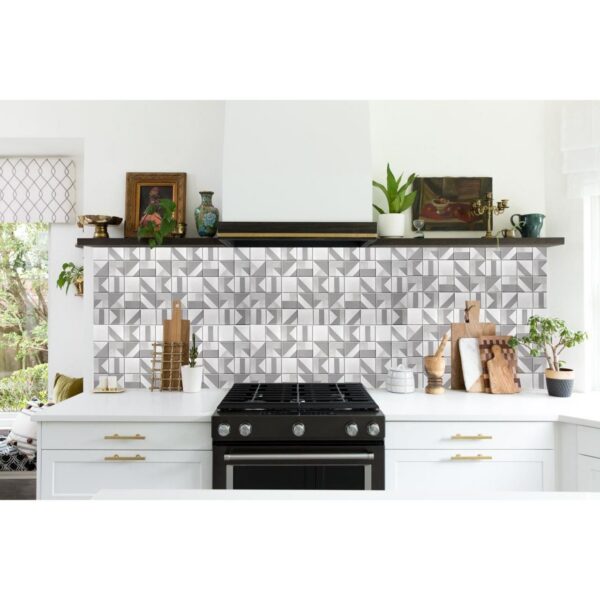 Panou decorativ, PVC, model marmura, geometric, alb si gri, 96x48.5cm - imagine 4
