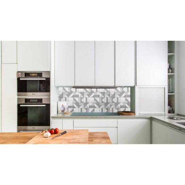 Panou decorativ, PVC, model marmura, geometric, alb si gri, 96x48.5cm - imagine 2