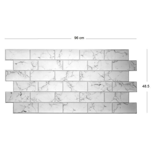 Panou decorativ, PVC, model marmura 3D, alb si negru, 96x48.5 cm - imagine 4