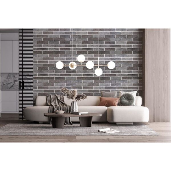 Panou decorativ, PVC, model caramida 3D, nuante cenusiu inchis, 96x48.5cm - imagine 3