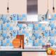 Panou decorativ, PVC, model exotic, albastru si bej, 96x48.5cm - imagine 6
