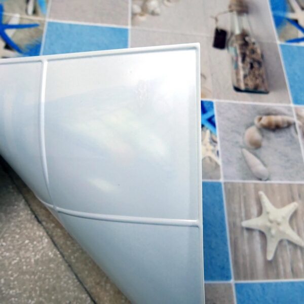Panou decorativ, PVC, model exotic, albastru si bej, 96x48.5cm - imagine 3