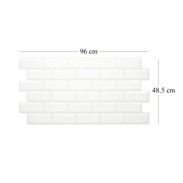 Panou decorativ, PVC, model caramida 3D, alb, 96x48.5 cm - imagine 3