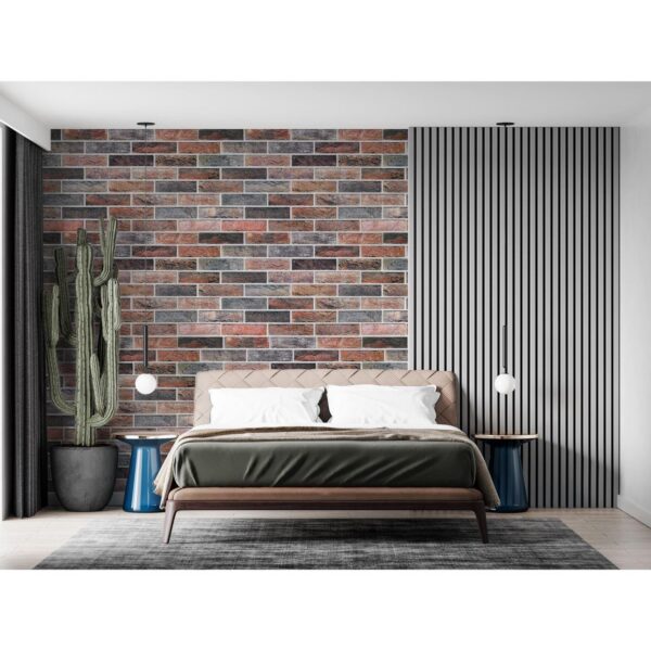 Panou decorativ, PVC, model caramida 3D, gri si portocaliu, 96x48.5 cm - imagine 5
