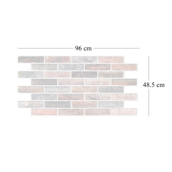 Panou decorativ, PVC, model caramida 3D, gri si portocaliu, 96x48.5 cm - imagine 2