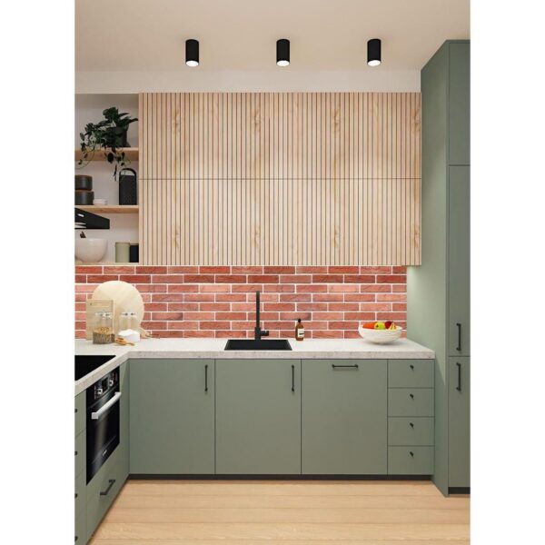 Panou decorativ, PVC, model caramida 3D, maro, 96x48.5 cm - imagine 6