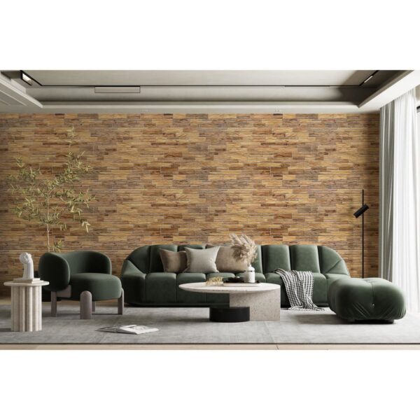 Panou decorativ, PVC, model piatra 3D, nuante bej-maro, 96x48.5cm - imagine 3