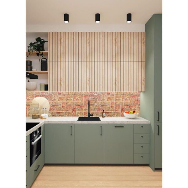 Panou decorativ, PVC, model piatra 3D, nuante maro rosiatic, 96x48.5 cm - imagine 2
