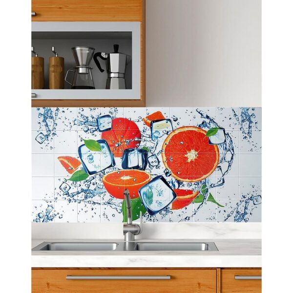 Panou decorativ, PVC, model portocale, alb si portocaliu, 96x48.5 cm - imagine 4