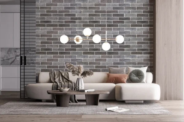 Panou decorativ, PVC, model caramida 3D, nuante cenusiu inchis, 96x48.5cm - imagine 7