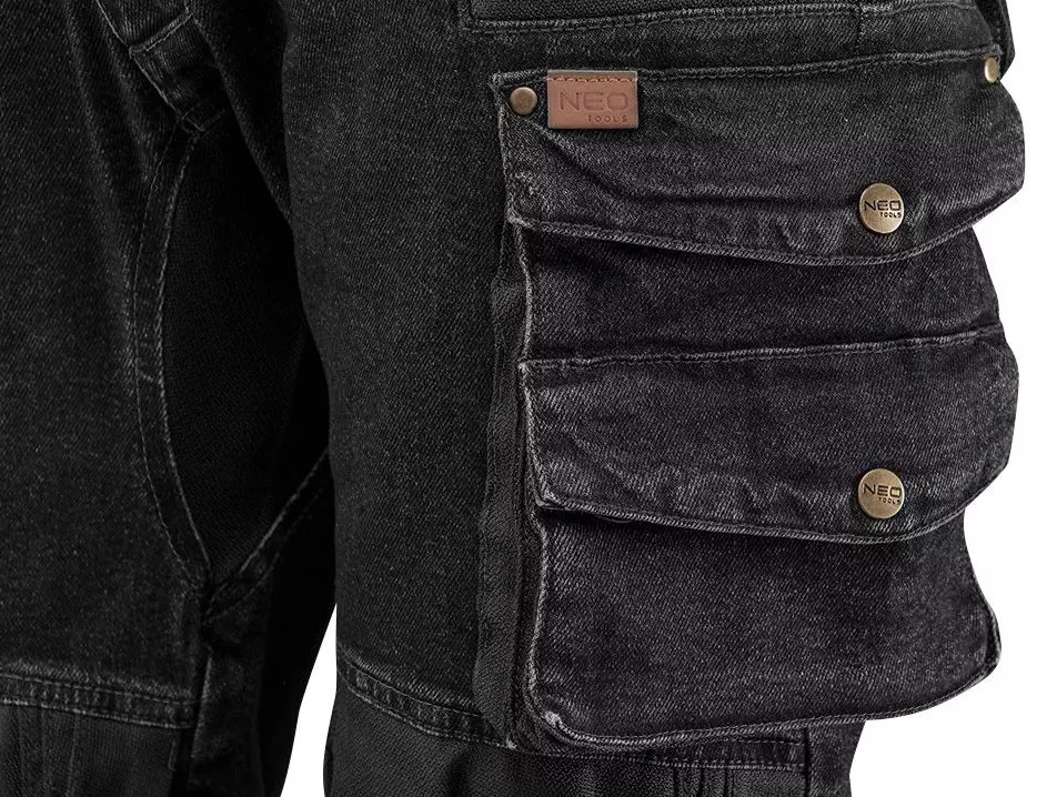 Pantaloni de lucru tip blugi, NEO, model Denim, negru, marimea XXL/56