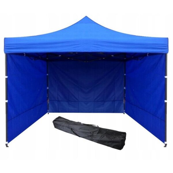 Pavilion pentru gradina/comercial, cadru metalic, 3 pereti, pliabil, albastru, 3x3x3.16 m - imagine 7