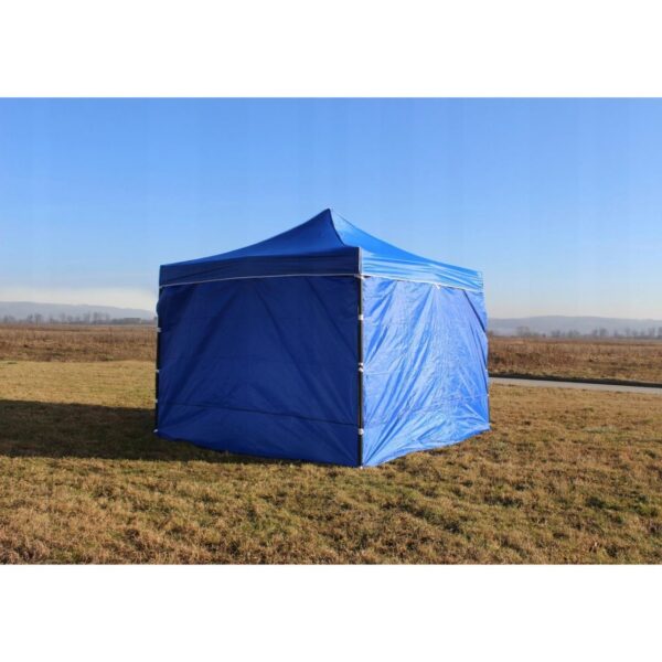 Pavilion pentru gradina/comercial, cadru metalic, 3 pereti, pliabil, albastru, 3x3x3.16 m - imagine 3