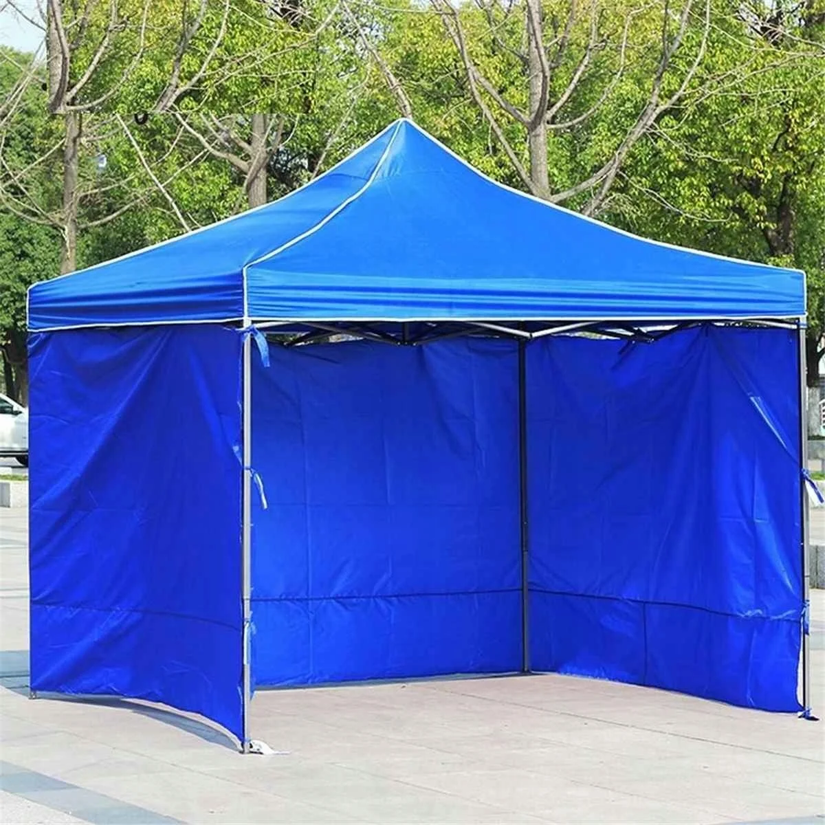Pavilion pentru gradina/comercial, cadru metalic, 3 pereti, pliabil, albastru, 3x3x3.16 m 2 Pavilion pentru gradina/comercial, cadru metalic, 3 pereti, pliabil, albastru, 3x3x3.16 m