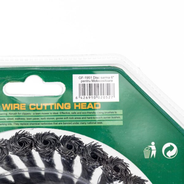 Perie sarma, tip cupa, cu toroane, pentru motocoasa/trimmer, Micul Fermier, 150 mm - imagine 2