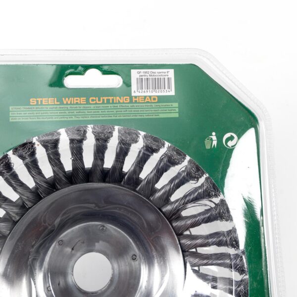 Perie sarma, tip cupa, cu toroane, pentru motocoasa/trimmer, Micul Fermier, 200 mm - imagine 5