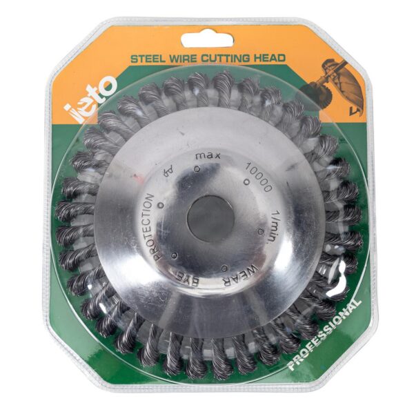 Perie sarma, tip cupa, cu toroane, pentru motocoasa/trimmer, Micul Fermier, 200 mm - imagine 6