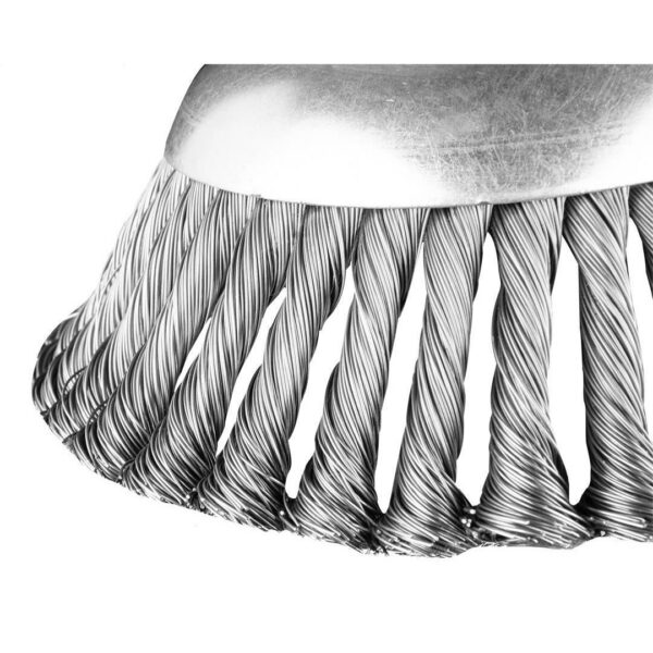 Perie sarma, tip cupa, cu toroane, pentru motocoasa/trimmer, otel, 150x25.4 mm, Graphite  - imagine 5
