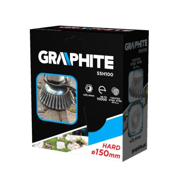 Perie sarma, tip cupa, cu toroane, pentru motocoasa/trimmer, otel, 150x25.4 mm, Graphite  - imagine 2