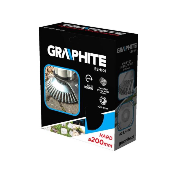 Perie sarma, tip cupa, cu toroane, pentru motocoasa/trimmer, otel, 200x25.4 mm, Graphite - imagine 2