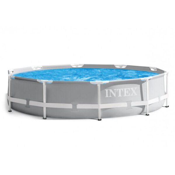 Piscina structura metalica, rotunda, cu filtru, pompa, gri, 305x76 cm, Intex Prism Frame - imagine 5
