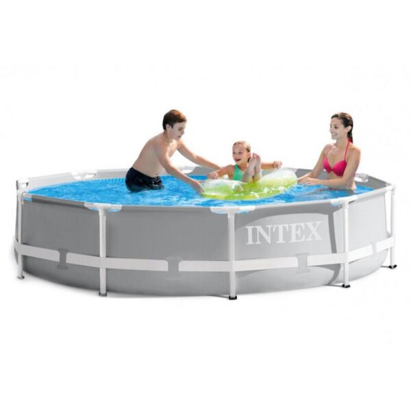 Piscina structura metalica, rotunda, cu filtru, pompa, gri, 305x76 cm, Intex Prism Frame - imagine 4