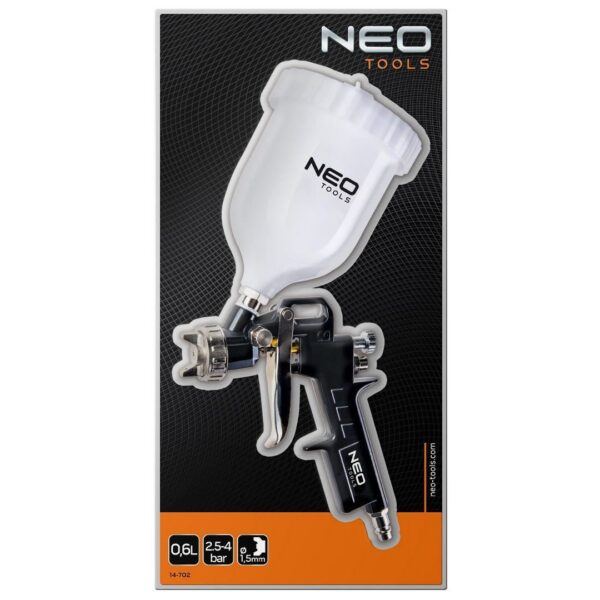 Pistol de vopsit, vas superior plastic, 4 bar, 0.6 L, 1.5 mm, NEO - imagine 2