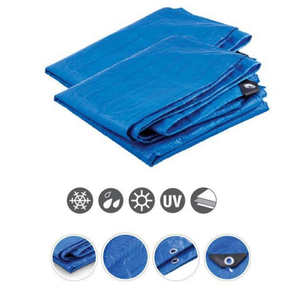 Prelata impermeabila cu inele, 5x6 m, PE, 80 g/mp, 30 mp, Beorol - imagine 2