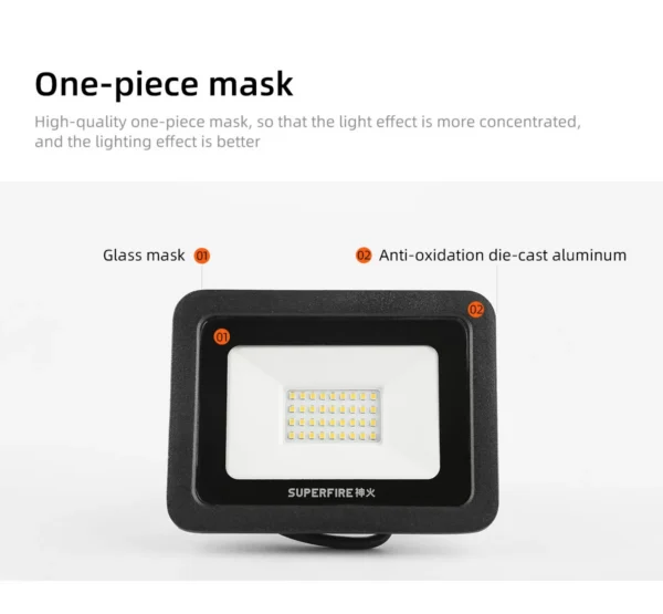 Proiector LED Superfire 30W, 2400 lm, 32 Leduri, lumina alb-rece 6000K - imagine 3