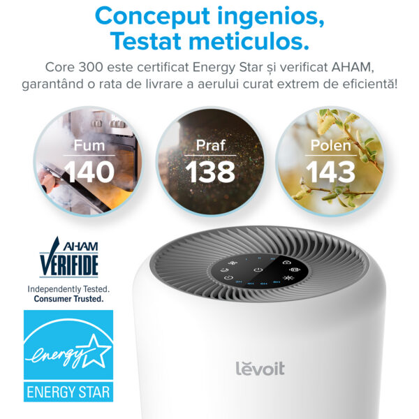 Purificator de Aer LEVOIT Core 300 True HEPA, Super Silent, 3 etape de filtrare, Touch Screen, 45W - imagine 8