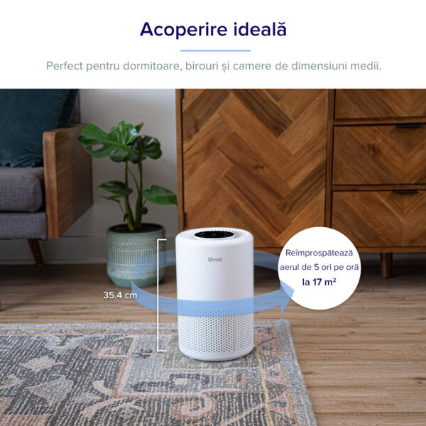 Purificator de Aer Smart Levoit Core 200S Wi-Fi, Filtru 3 in 1 True HEPA H13, Carbon Activ, Super Silent, Alexa, Google Home, Touch Screen, Alb - imagine 3