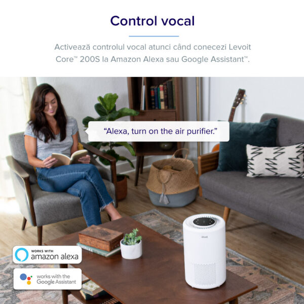Purificator de Aer Smart Levoit Core 200S Wi-Fi, Filtru 3 in 1 True HEPA H13, Carbon Activ, Super Silent, Alexa, Google Home, Touch Screen, Alb - imagine 7