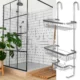 Raft pentru dus suspendat din aluminiu, 3 niveluri, 63cm, argintiu - imagine 2