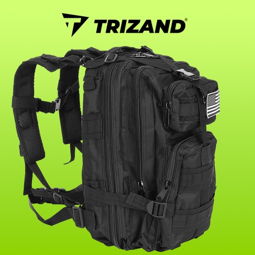 Rucsac de drumetie Trizand 26 L negru 5 compartimente material rezistent la apa curele reglabile 11 14 1