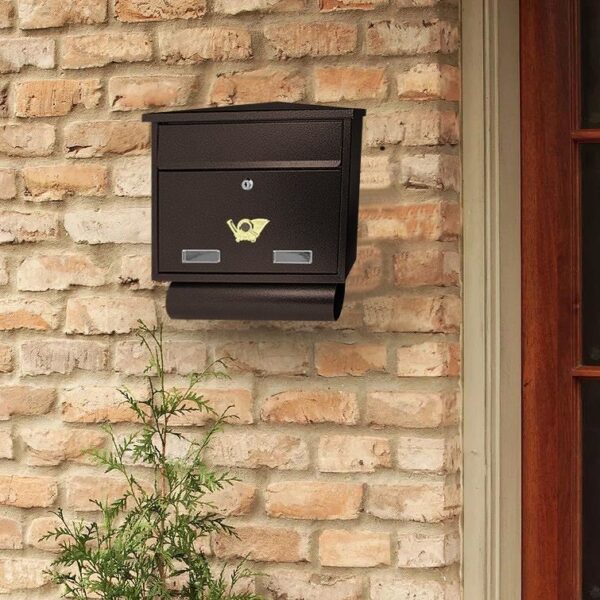 Cutie postala, cu loc pentru ziar, maro, format C4, 39x12x41 cm, Damech - imagine 3