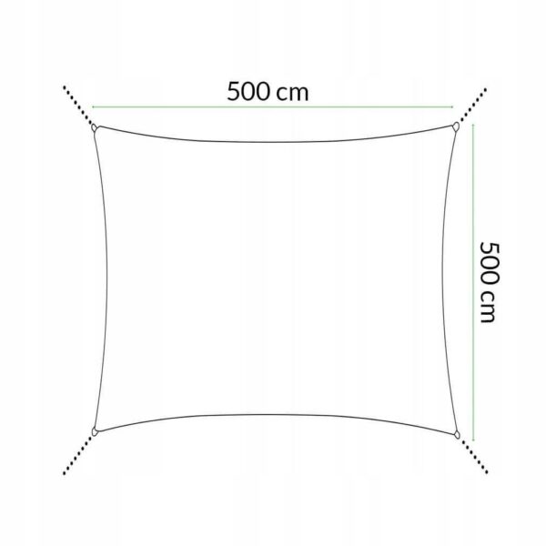 Copertina parasolar, patrata, inele metalice, gri deschis, 5x5 m, Springos - imagine 7