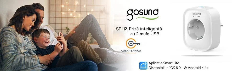 Set 2 prize inteligente WiFi Gosund SP112, 16A, 2X USB,Tuya, Monitorizare consum energie 1 Set 2 prize inteligente WiFi Gosund SP112, 16A, 2X USB,Tuya, Monitorizare consum energie