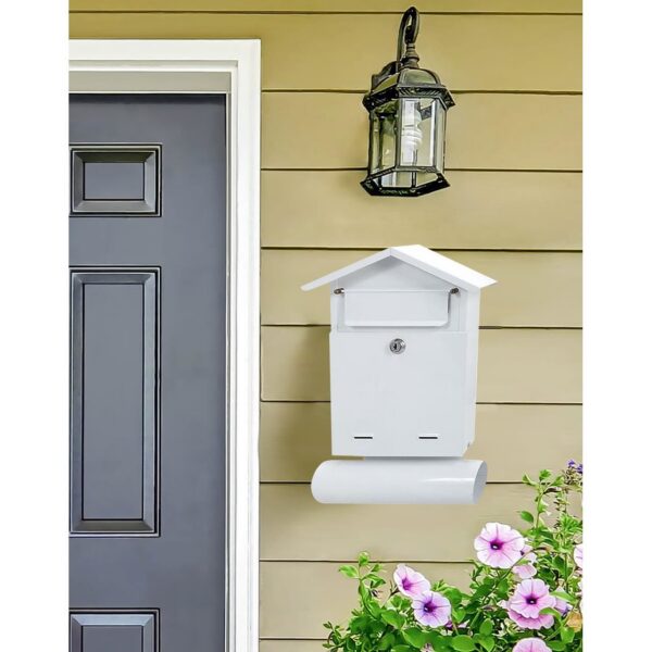 Cutie postala, cu loc pentru ziar, alb, format B6, 23x7x37.5 cm, Damech - imagine 3