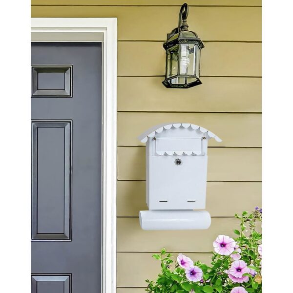 Cutie postala, cu loc pentru ziar, alb, format B6, 24.5x7x36.5 cm, Damech - imagine 4