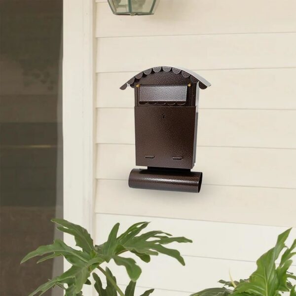 Cutie postala, cu loc pentru ziar, maro, format B6, 24.5x7x36.5 cm, Damech - imagine 3